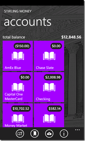 Stirling Money in the Windows Phone Marketplace